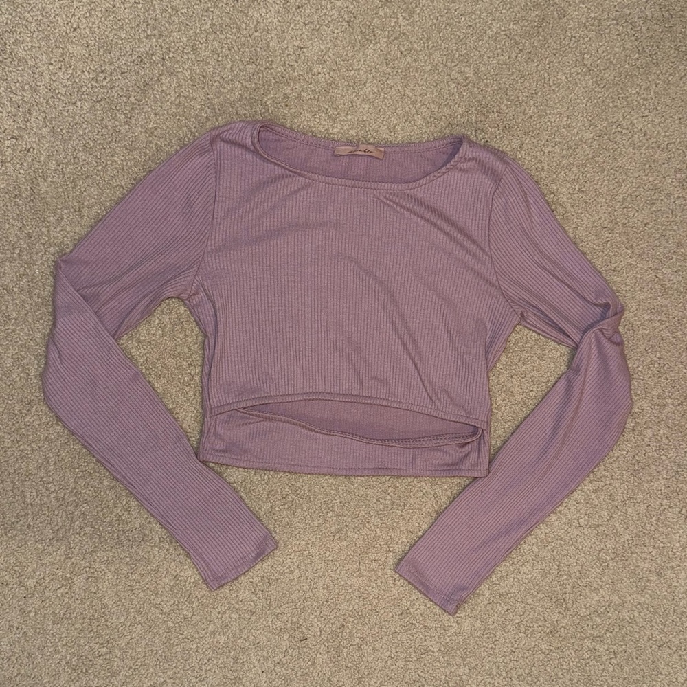 Cropped Purple Cut-out Long Sleeve